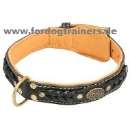 Braided Padded Leather Dog Collar Brown Online buy