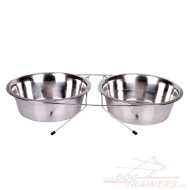 Doppelset Hundeschüssel Edelstahl für Wasser und Futter am Halter