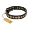 FDT Artisan Halsband aus schwarzem Leder "Gold Mine"