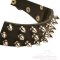 Studded Dog Collar with 3 Rows of Nickel-Plated Spikes