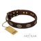 "Chocolate kiss" FDT Artisan Nieten Halsband aus braunem Leder