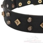 Design Leder Hundehalsband mit Messing und Bronze Nieten