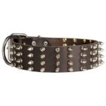 Bestseller Nieten Halsband mit 4-reihigen Spikes, extra breit 5 cm