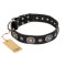 Schwarzes Leder Hundehalsband "Black Tie" FDT Artisan