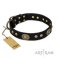 "High Fashion" FDT Artisan Nieten Halsband aus schwarzem Leder