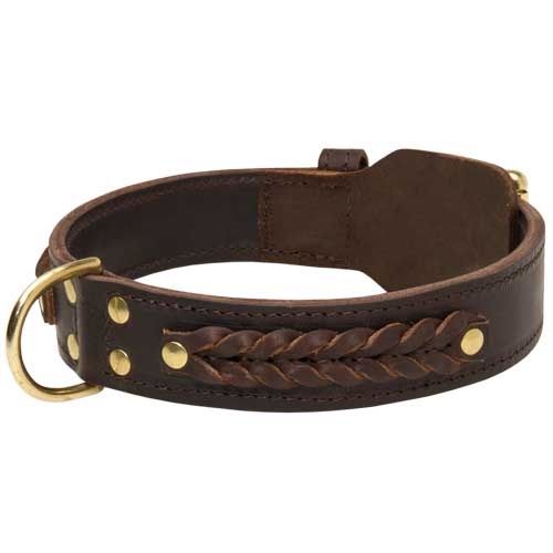 Braided leather dog collar, TOP QUALITY!!!