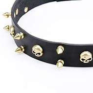 Leather dog collar with "Heavy Metal" Studded Design