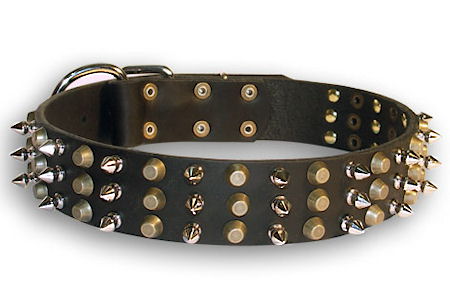 best Leather dog collar with spikes and pyramids for your dog