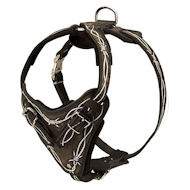 Dog Harness with Barbed Wire | Handpainted Leather Harness