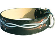 Handpainted Leather Dog Collar with Barbed Wire