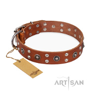 "Silver Elegance" FDT Lederhalsband mit glänzenden Verzierungen "Silver Elegance" FDT Lederhalsband mit glänzenden Verzierungen