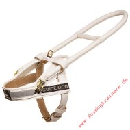 Guide Dog Harness Made of White Leather|Guide Harness