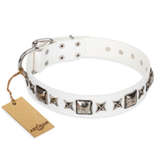 Halsband weißes Leder "Intergalactic Travelling" FDT Artisan Halsband weißes Leder "Intergalactic Travelling" FDT Artisan