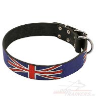 Hand-Painted Dog Collar with British Flag Design