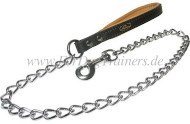 Dog chain leash with Nappa padded leather handle