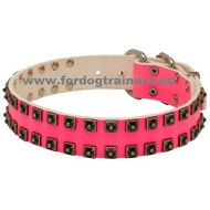 Leder Halsband mit Nieten in Rosa Farbe Leder Halsband mit Nieten in Rosa Farbe