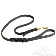 Dog Leash of Leather with Braided Design