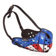 Leather Dog Muzzle "Dondi Plus" American flag