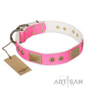 "Pink World" FDT Artisan Nieten Halsband aus rosa Echtleder "Pink World" FDT Artisan Nieten Halsband aus rosa Echtleder