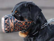 leather muzzle painted buy rottweiler
