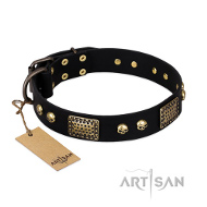 "Biker Style" FDT Artisan schwarzes Lederhalsband, genietet