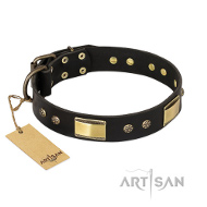 "Black Sun" FDT Artisan schwarzes Lederhalsband mit Nieten