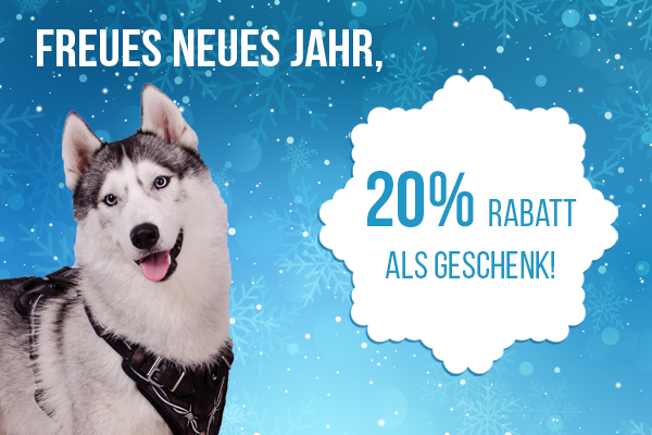 Neues Jahr 20 % Rabatt auf Hundewaren im Sortiment