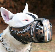 Bullterrier Leder Hundemaulkorb mit Drahtmuster