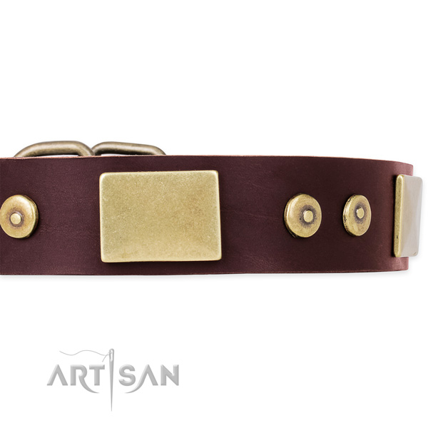 FDT Artisan Nieten Halsband aus braunem Leder