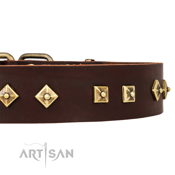 FDT Artisan Neten Halsband aus braunem Leder