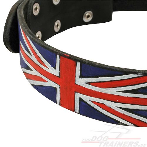 Lederhalsband mit Grossbritannien Flagge Stil