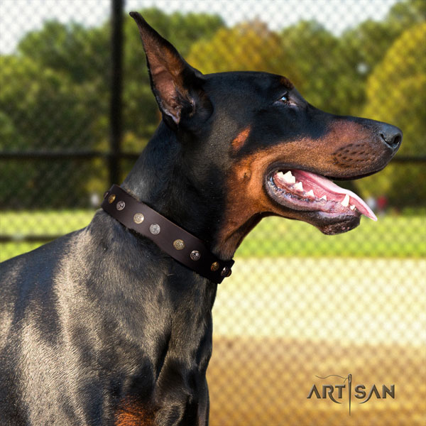 Dobermann Halsband aus Leder in braun