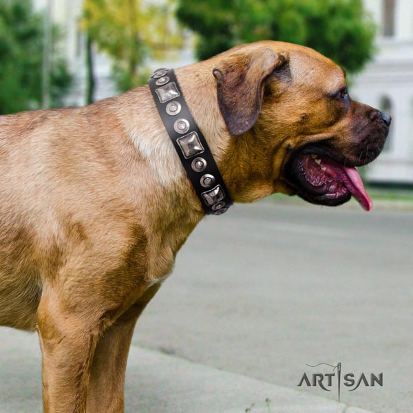 Starkes Halsband aus Leder für Cane Corso