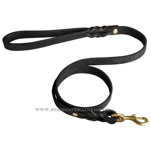 Leather braided leash for training