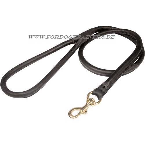 Round leather dog leash