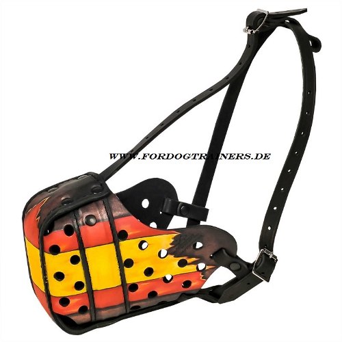 Painted leather dog muzzle buy