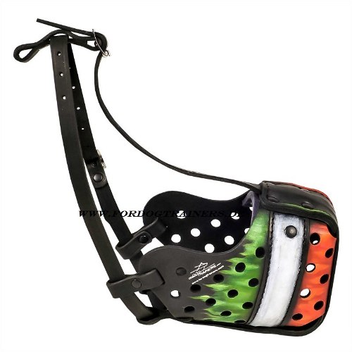 Painted leather dog muzzle buy