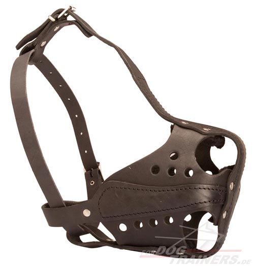 Leather dog muzzle for service dogs