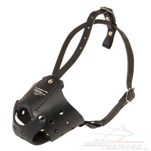 Leather dog muzzle for service dogs