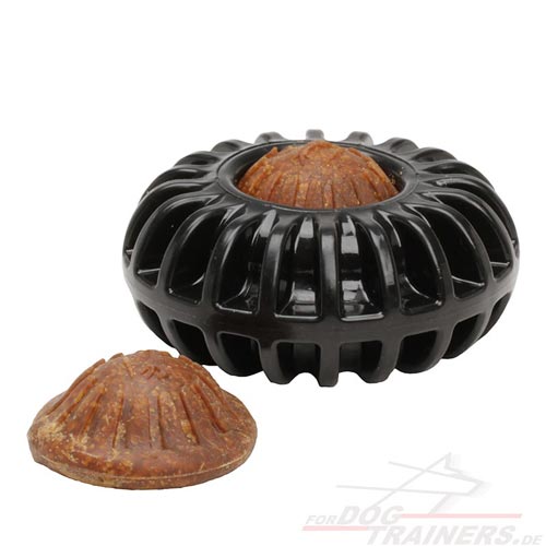 Chewing dog toy hockey puck