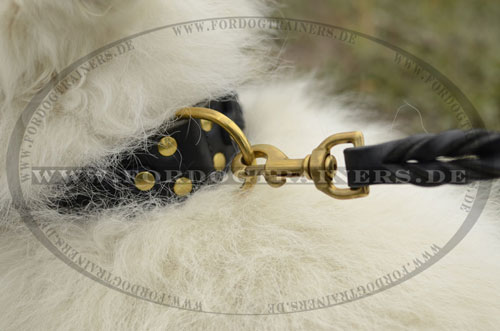Handverziertes elegantes Leder Hundehalsband für Samojede