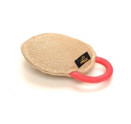 Flat Dog Training Toy with One Handle, Jute