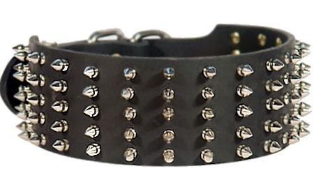 Extra wide riveted collar with stainless steel pyramids - Click Image to Close