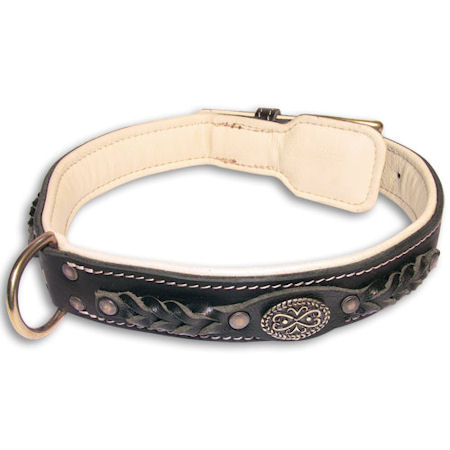 Bullmastiff Braided Nappa Padded Handmade Leather Dog Collar - Click Image to Close