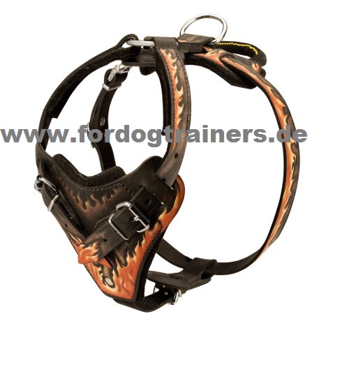 Dog Harness in Flame Style | Painted Design Harness