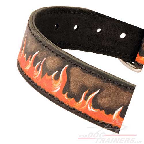 Leder Halsband mit Feuer bemalt kaufen