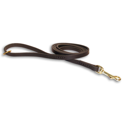 Sheltie Leather dog leash 13 mm with solid brass snap hook - Click Image to Close