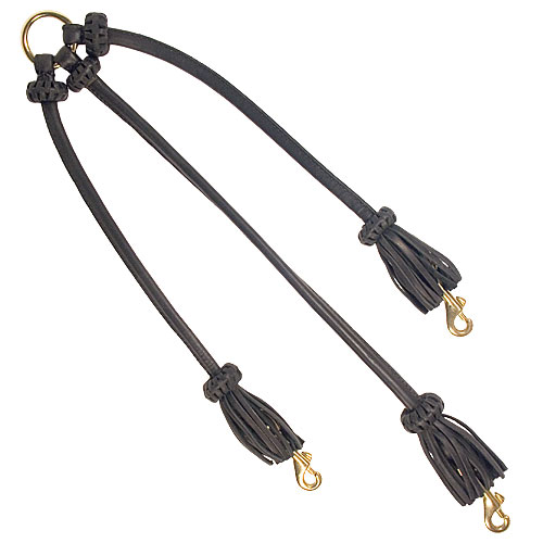 Round leather coupler leash for walking of 3 dogs, TOP Quality - Click Image to Close