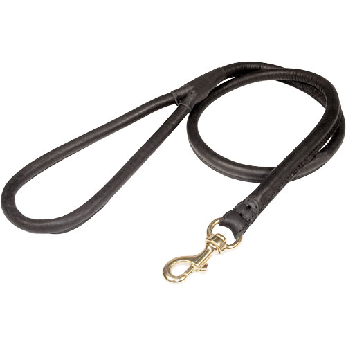 Handcrafted round leather dog leash for walking and tracking