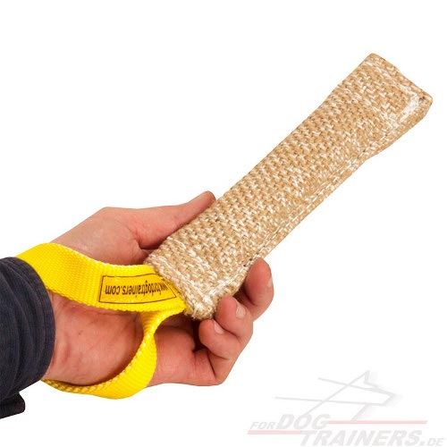 Jute bite tug 8 inch with handle